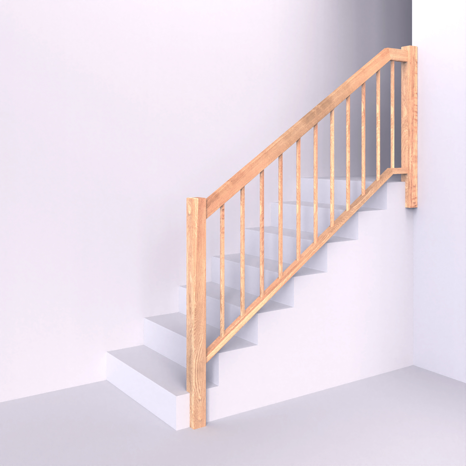 Dřevěné zábradlí s hranatými sloupky se svislou kulatou výplní