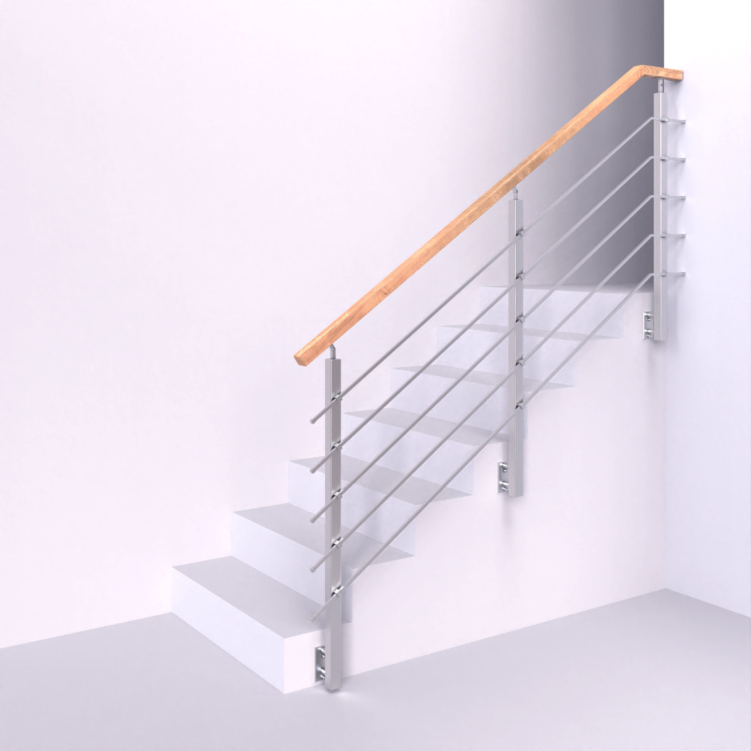 Nerezové zábradlí s hranatými sloupky s nerezovou vodorovnou výplní