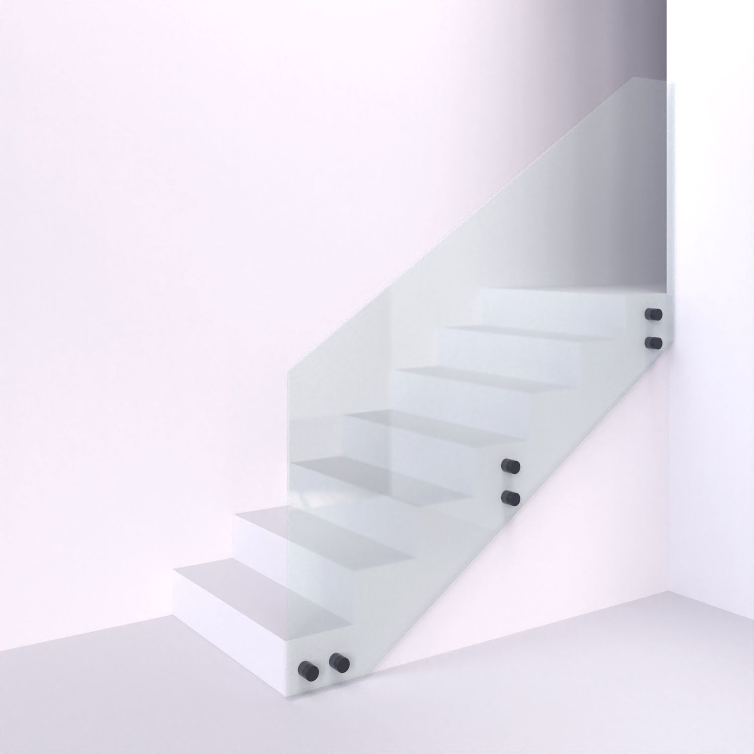 Celoskleněné zábradlí se sklem na kulatých terčích