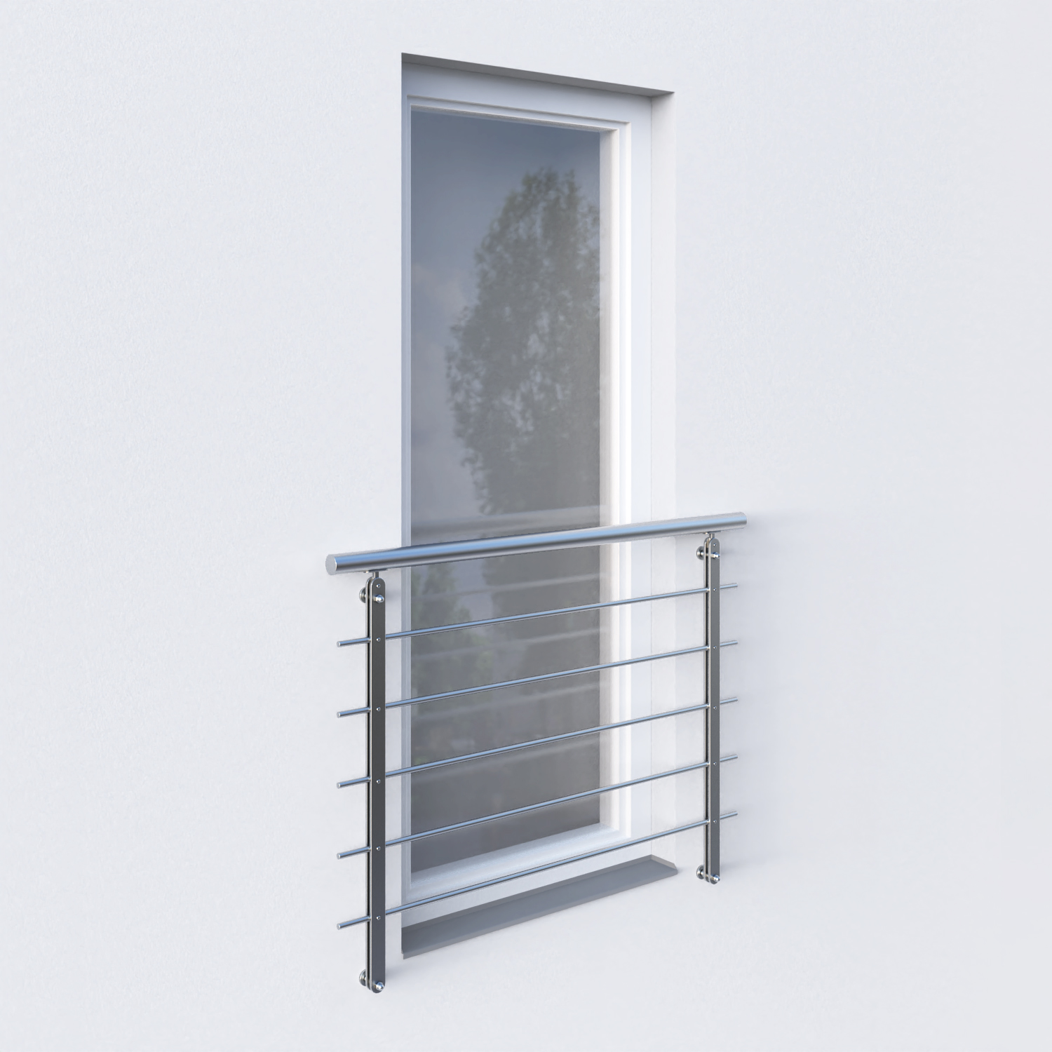 Nerezové zábradlí s dvojitou pásovinou s vodorovnou výplní