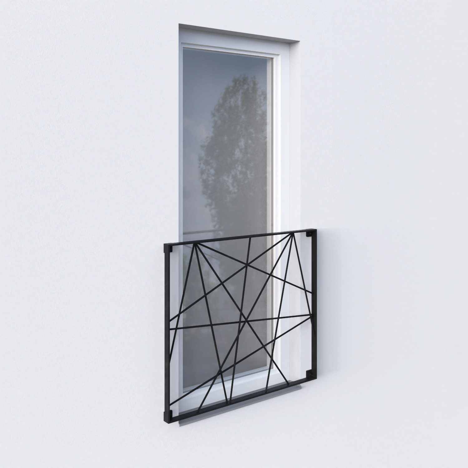 ocelové pásovinové zábradlí s pavučinovou výplní