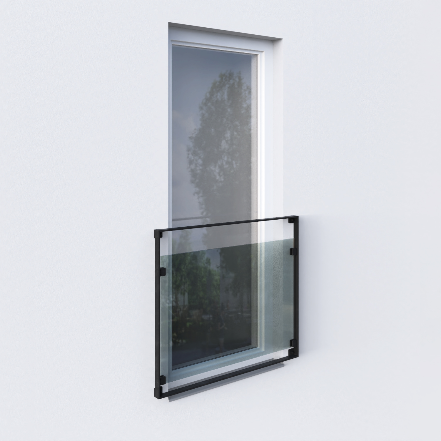 ocelové pásovinové zábradlí se skleněnou výplní