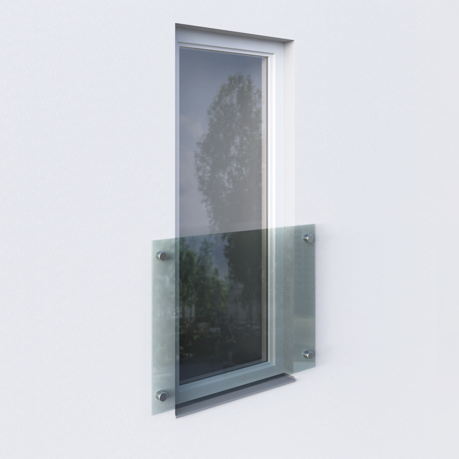 celoskleněné zábradlí na kulaté terče