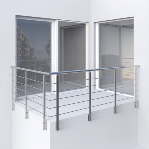 nerezové zábradlí s dvojitou pásovinou s vodorovnou výplní