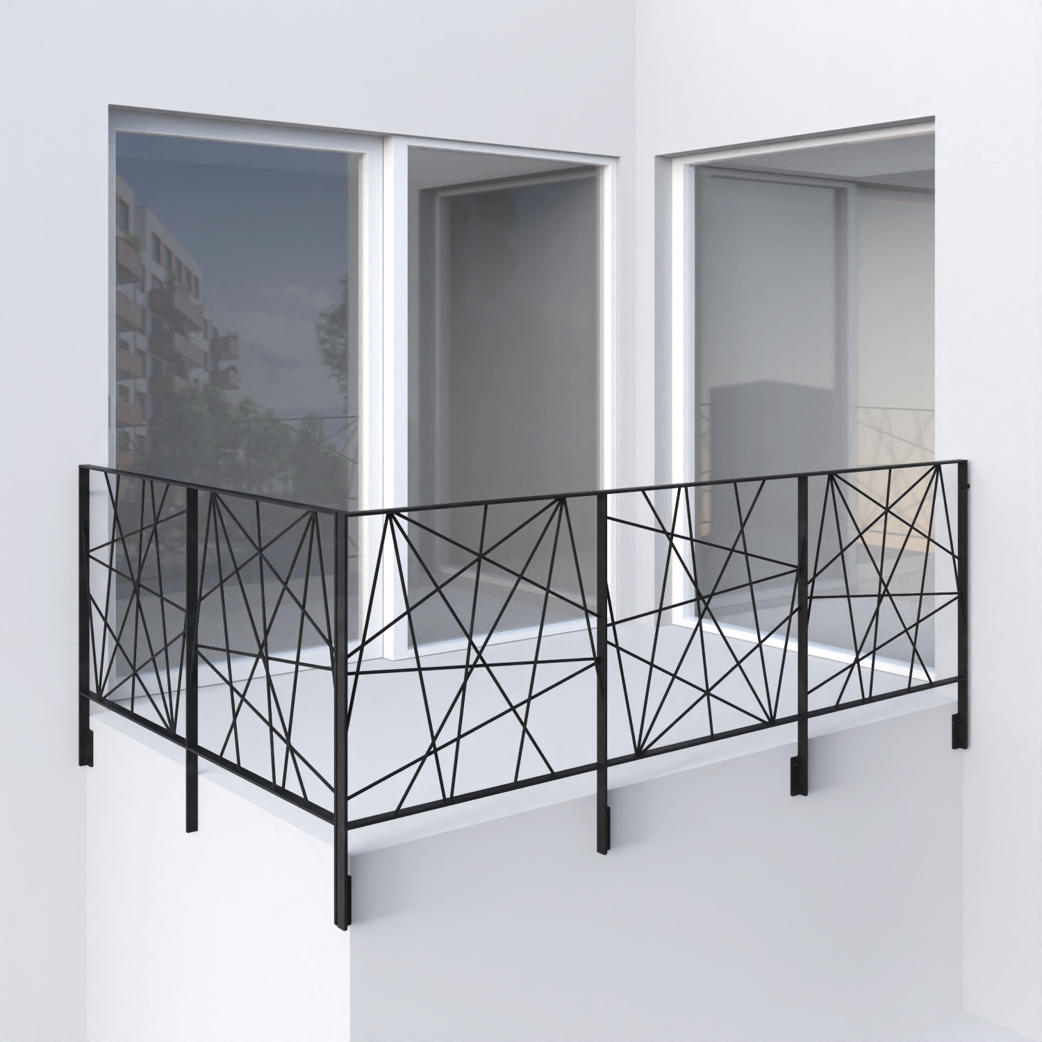 ocelové pásovinové zábradlí s pavučinovou výplní