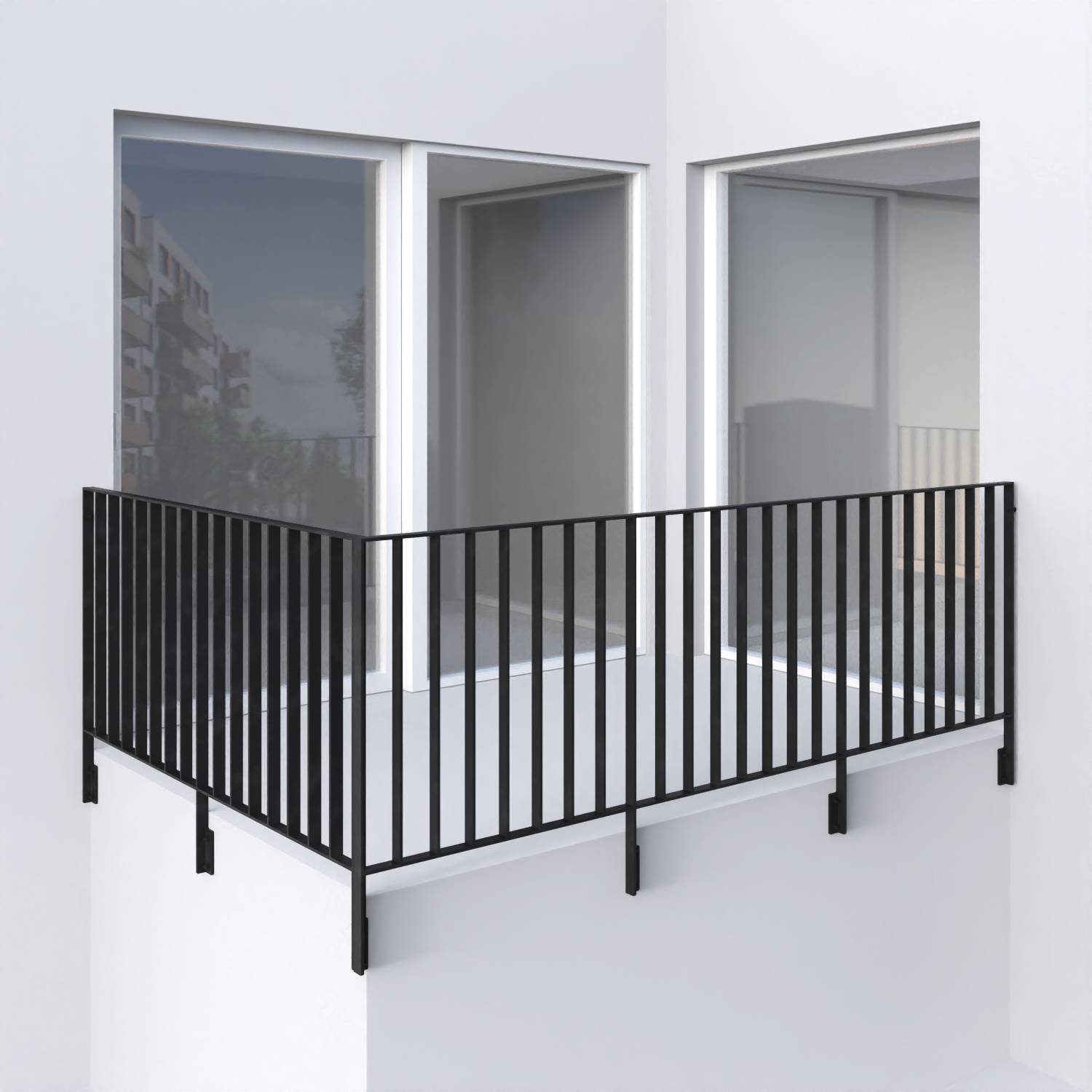 ocelové pasovinové zábradlí se svislou výplní