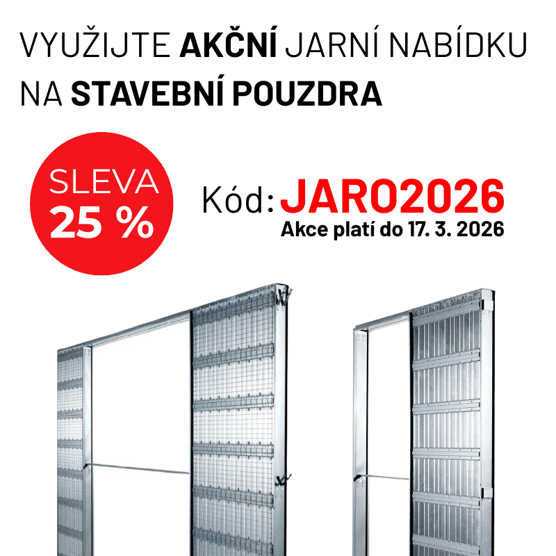 Využijte AKCI na stavební pouzdra JAP pro posuvné dveře. Sleva 25 %, doručení ZDARMA do 24 hodin. - AKCE PRODLOUŽENA! Kód JARO2026 platí do půlnoci 17. 3. 2026.